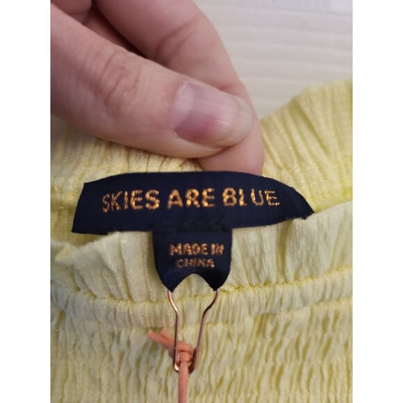 Skies are Blue Peplum Smocked Yellow Blouse, S, NWT - Picture 4 of 5
